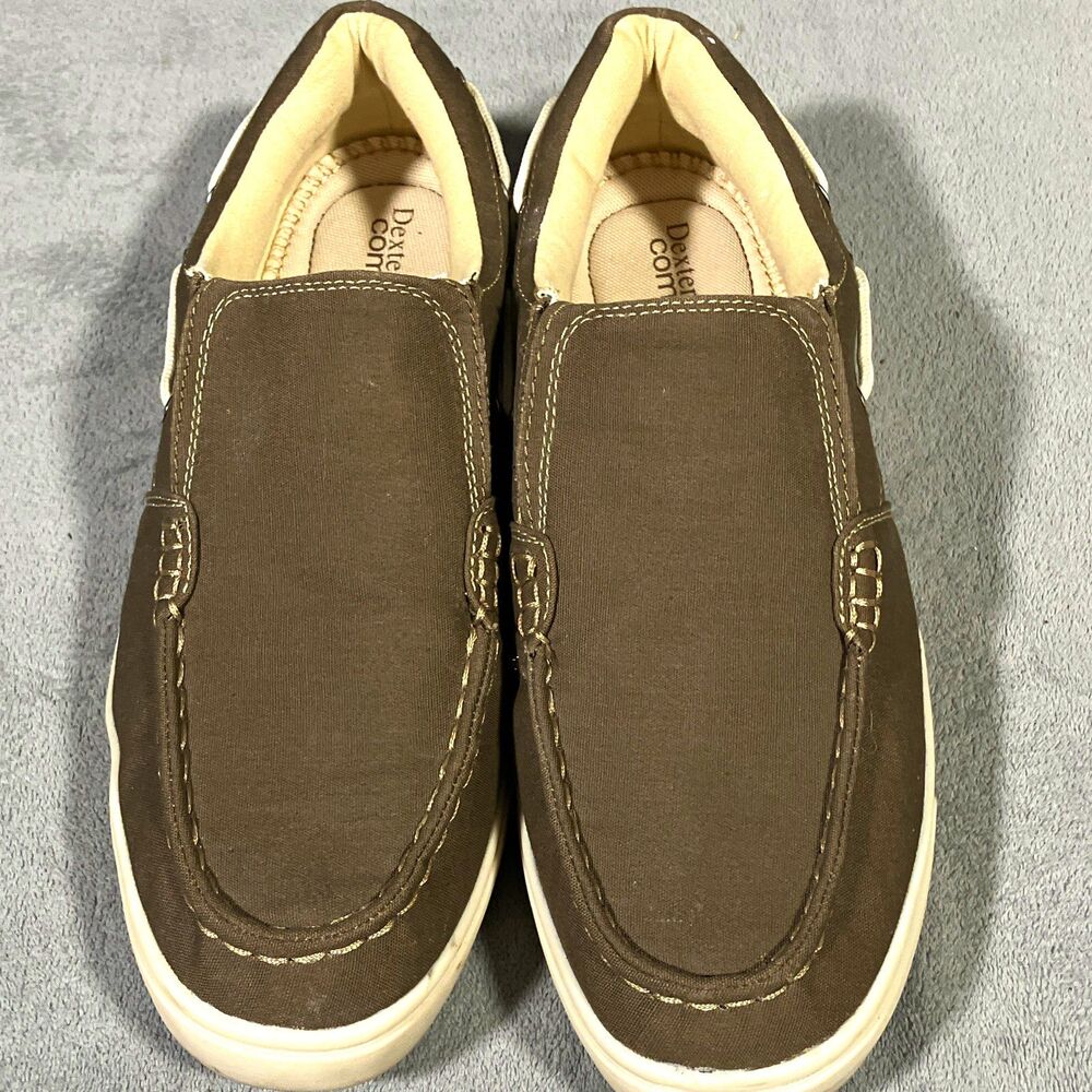 Dexter Comfort Men's Brown Canvas Slip-On Casual Shoes Round Toe 12W EU 45.5